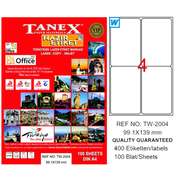 Tanex Tw-2004 Lazer Etiket 99X139 Mm Tw2004Las10100 ürün görseli 1