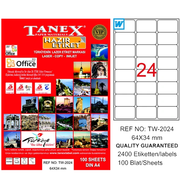 Tanex Tw-2024 Lazer Etiket 64X34 Mm Tw2024Las10100 ürün görseli 1