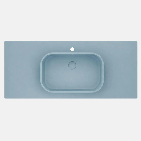 Real Stone Pure Etajerli 120x50 Buz Mavisi Granit Banyo Lavabosu ürün görseli 1
