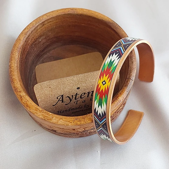 El Yapımı Bakır Bileklik | Etnik Desenli UV Baskı | Unisex Tasarım ürün görseli 1
