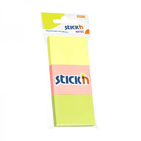 Hopax Stickn 21130 Yapışkanlı Not Kağıdı 100 Yaprak 35X51 Mm Neon 3 Renk ürün görseli 1
