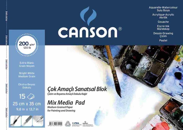 Canson Finface 1557 Resim Blok Çok Amaçlı 200 Gr 25X35 Cm 15 Yaprak Fcns200152535 ürün görseli 1