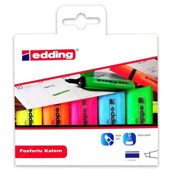 Edding Fosforlu Kalem 5 Li Karışık ED344P599 ürün görseli 1