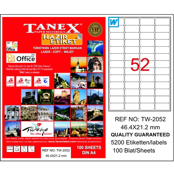 Tanex Tw-2052 Lazer Etiket 46X21 Mm Tw2052Las10100 ürün görseli 1
