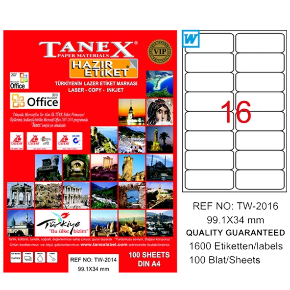 Tanex Tw-2016 Lazer Etiket 99X34 Mm Tw2016Las10100 ürün görseli 1