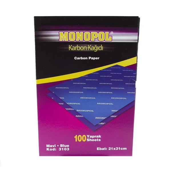 Monopol A4 Karbon Kağıdı Standart Mavi 100 Lü M3103 (1 Paket 100 Adet) ürün görseli 1