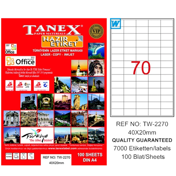 TanexTw-2260-2270 Lazer Etiket 40X20 Mm Tw2270Las10100 ürün görseli 1