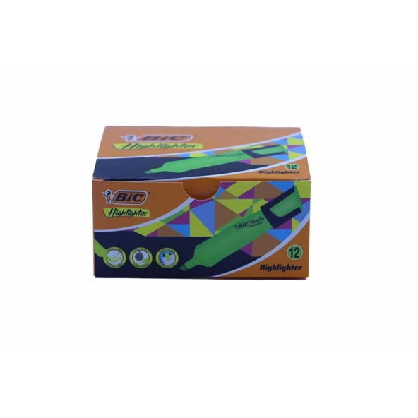 Bic 968584 Fosforlu Kalem Marking Flat Highlighter 12 Li Yeşil (1 Paket 12 Adet) ürün görseli 1