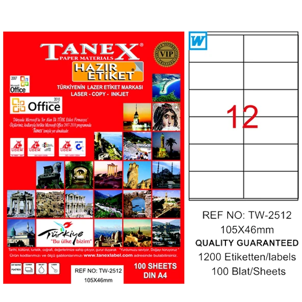 TanexTw-2512 Lazer Etiket 105X46 Mm Tw2512Las10100 ürün görseli 1