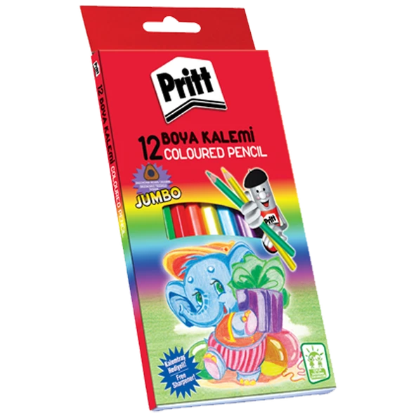 Pritt 12 Renk Boya Kalemi Jumbo Üçgen Karton Kutu 1219733 ürün görseli 1