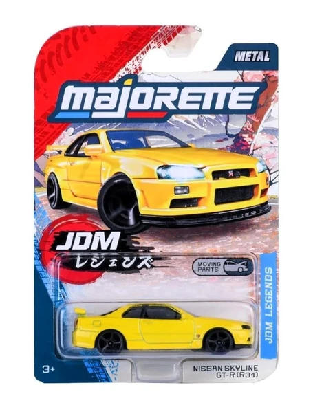 Majorette Japan Serisi Premi̇um Arabalar NIissan Skyline GT-R (R34) Sarı ürün görseli 1
