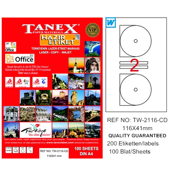 Tanex Tw-2116 Cd Etiket 116X041 Mm Tw-2116LAS10100 ürün görseli 1
