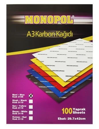 Monopol A-3 Karbon Kağıdı Mavi 29X420Mm 100 Lü M3109 (1 Paket 100 Adet) ürün görseli 1
