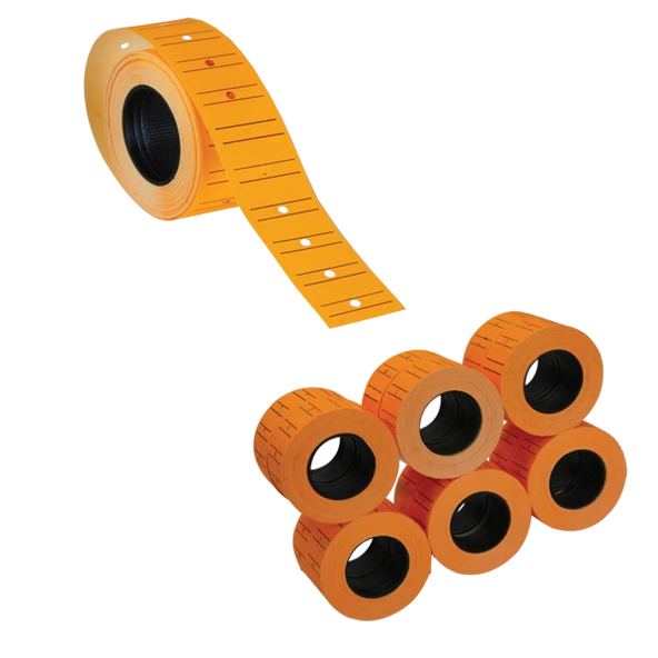 Tanex Makine Etiketi 12X21 Mm Çizgili Fosforlu Turuncu 6 Lı Tnx1221570800 (1 Paket 6 Adet) ürün görseli 1