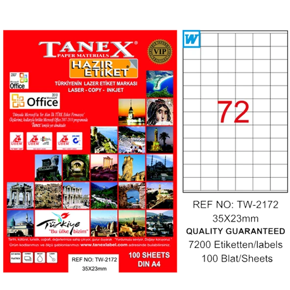 Tanex Tw-2172 Lazer Etiket 35X23 Mm Tw2172Las10100 ürün görseli 1