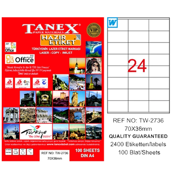 Tanex Tw-2736 Lazer Etiket 70X36 Mm Tw2736Las10100 ürün görseli 1