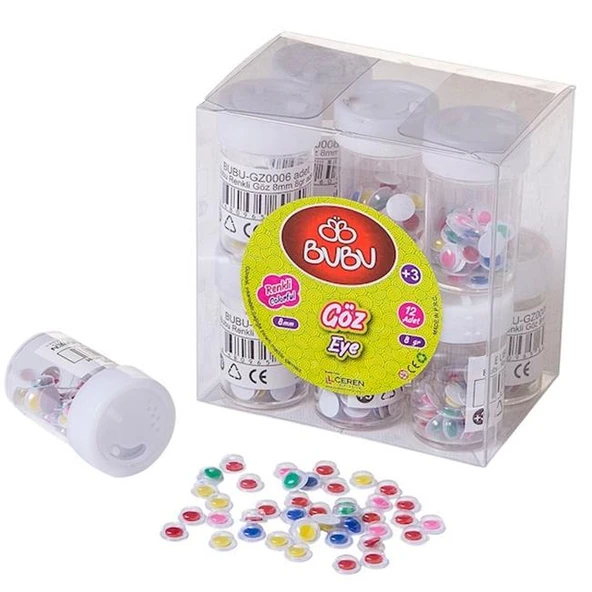 Bu-Bu Oynar Göz 8 Mm Renkli 8 Gr (1 Paket 12 Tüp) ürün görseli 1