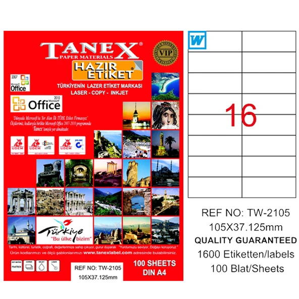 Tanex Tw-2105 Lazer Etiket 105X37 Mm Tw2105Las10100 ürün görseli 1