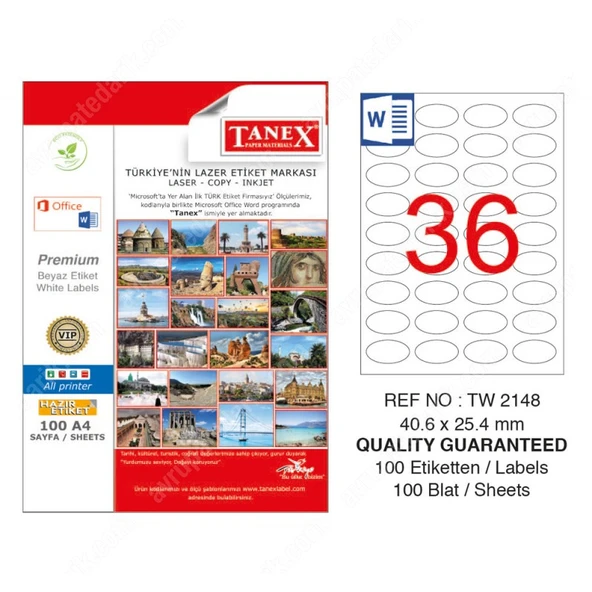 Tanex Tw-2148 Lazer Etiket 40X25 Mm Tw2148Las10100 ürün görseli 1