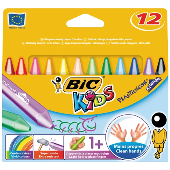 Bic Elleri Kirletmeyen Üçgen Mum Boya 12 Renk 829773 ürün görseli 1