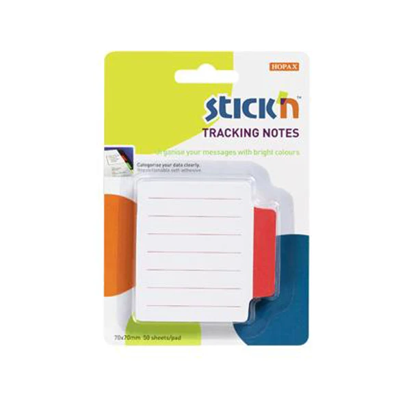 Hopax Stickn 21483 Yapışkanlı Not Kağıdı Çizgili Sep. 50 Yaprak 70X70 Mm Beyaz Kırmızı ürün görseli 1