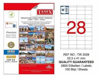 Tanex Tw-2028 Lazer Etiket 52X41 Mm Tw2028Las10100 ürün görseli 1