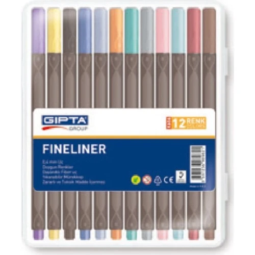 Gıpta Fineliner Keçe Uç Kalem 0.4 MM Üçgen 12 Renk 4-K606000-5001 ürün görseli 1