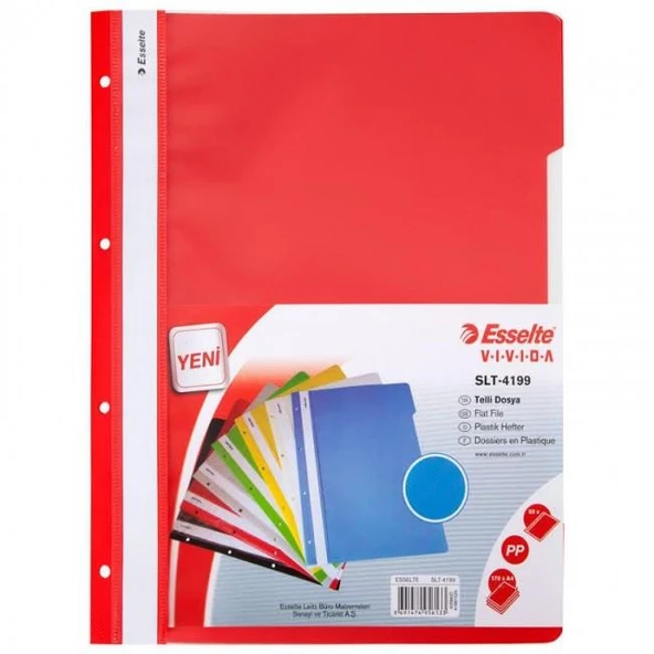 Esselte Telli Dosya Plastik A-4 Kırmızı 4199 50 Li (1 Paket 50 Adet) ürün görseli 1