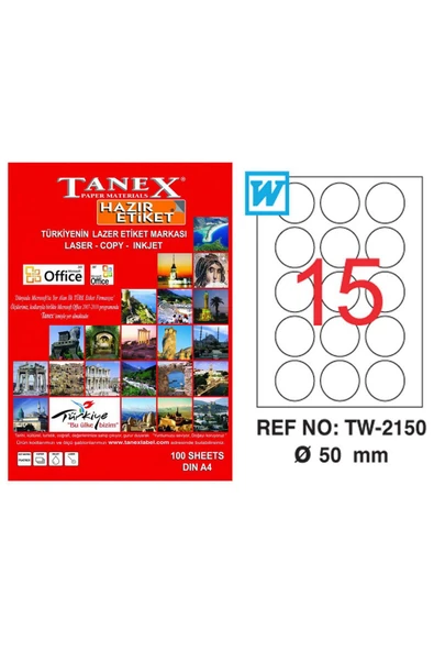 Tanex Tw-2150 Lazer Etiket Yuvarlak 50 Mm Tw2150Las10100 ürün görseli 1