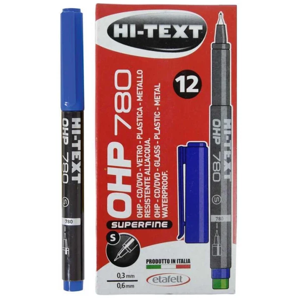 Hitext Asetat Kalemi S Mavi 12 Li 780Sm (1 Paket 12 Adet) ürün görseli 1