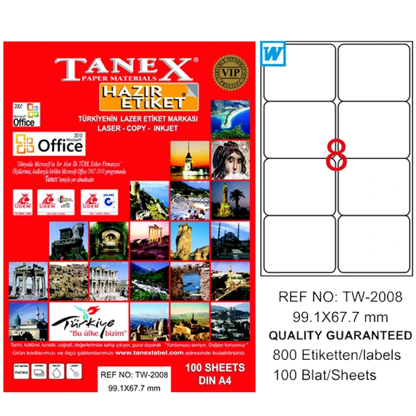 Tanex Tw-2008 Lazer Etiket 99X67 Mm Tw2008Las10100 ürün görseli 1