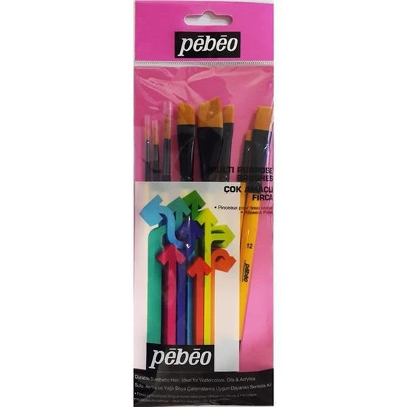 Pebeo Fırça Seti Düz Kesik-Yelpaze-Angular-Kedi Dili-Çizgi 8 Lİi Set-7 ürün görseli 1