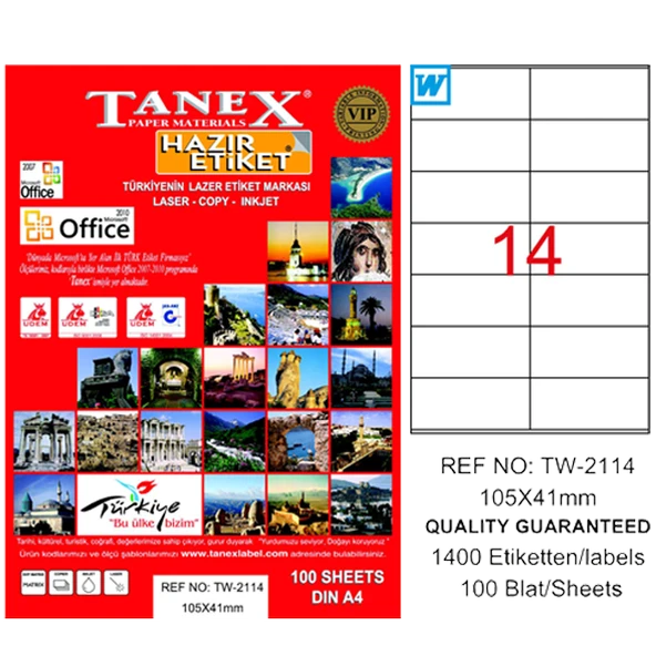 Tanex Tw-2114 Lazer Etiket 105X41 Mm Tw2114Las10100 ürün görseli 1