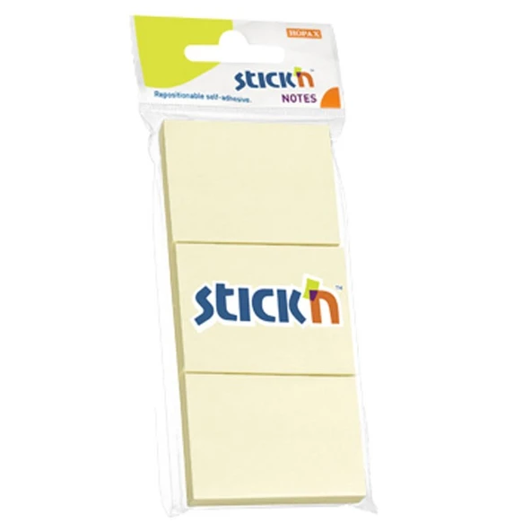 Hopax Stickn Yapışkanlı Not Kağıdı 100 Yaprak 38X51Mm Pastel Sarı 3 Lü 4-2112700-5001 ürün görseli 1
