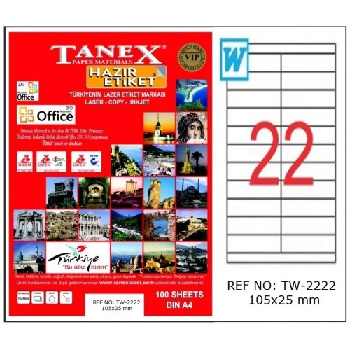 Tanex Tw-2222 Lazer Etiket 105X25 Mm Tw2222Las10100 ürün görseli 1