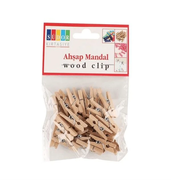 Südor Ahşap Mandal Natural Küçük Mini Mandal (30 Adet) Bs-100 ürün görseli 1