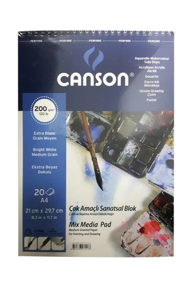 Canson A4 Finface 1557 Resim Blok Çok Amaçlı 200 Gr 20 Yaprak Üstten Spriralli Fcns20020A4Us ürün görseli 1