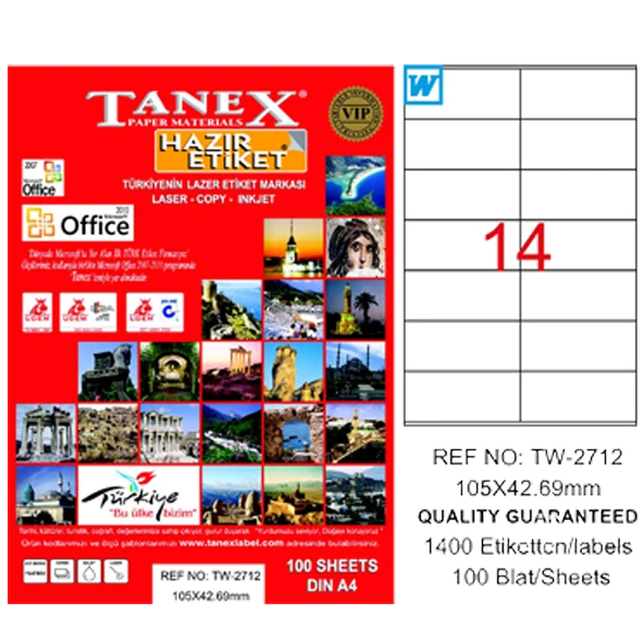 Tanex Tw-2712 Lazer Etiket 105X42 Mm Tw2712Las10100 ürün görseli 1
