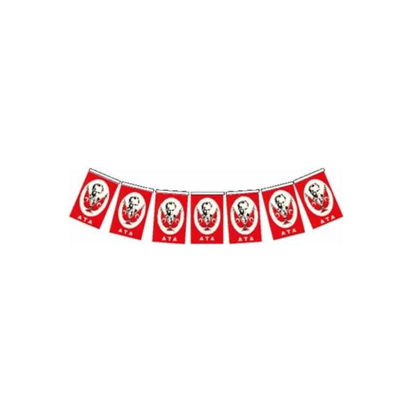 Vatan Orta Boy İpli Kağıt Atatürklü Bayrak 12x8Cm 50 Li Vt808 ürün görseli 1