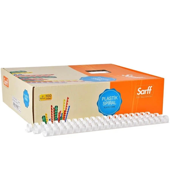Sarff Plastik Spiral 16 Mm Beyaz 100 Lü (1 Paket 100 Adet) ürün görseli 1