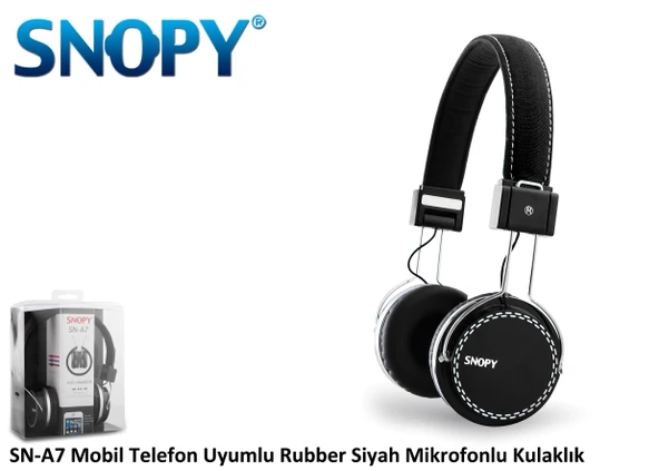 Snopy Mobil Telefon Uyumlu Rubber Siyah Mikrofonlu Kulaklık Sn-A7 ürün görseli 1