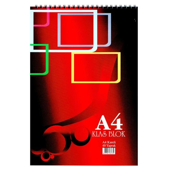 Klas Bloknot Spiralli A-4 Kareli 40 Yaprak 12 Li K0354 (1 Paket 12 Adet) ürün görseli 1