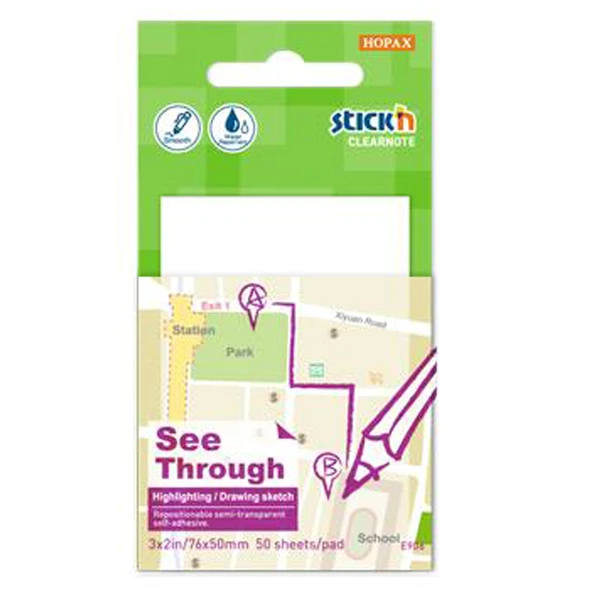 Hopax Stickn 21708 Yapışkanlı Not Kağıdı Yarı Saydam 50 Yaprak 76X51 Mm Beyaz ürün görseli 1