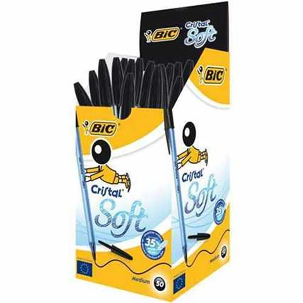 Bic Cristal Soft Tükenmez Kalem Siyah 50 Li 951433 (1 Paket 50 Adet) ürün görseli 1