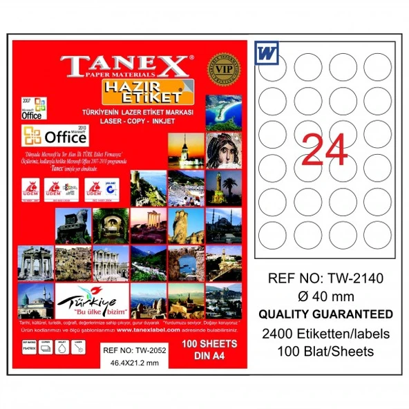 TanexTw-2140 Lazer Etiket Yuvarlak 40 Mm Tw2140Las10100 ürün görseli 1