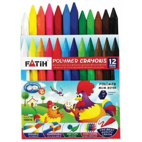 Fatih Mum Pastel Boya Polymer Crayons Kısa 12 Renk 50110/F ürün görseli 1