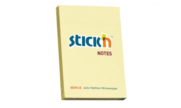 Hopax Stickn 21006 Yapışkanlı Not Kağıdı 100 Yaprak 76Mm X 51Mm Sarı (12 Koçan) ürün görseli 1