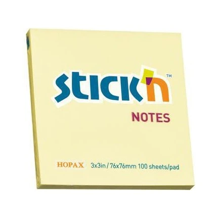 Hopax Stickn Yapışkanlı Not Kağıdı 76X76 Mm Pastel Sarı 90 Yaprak 12 Li (1 Paket 12 Adet) ürün görseli 1