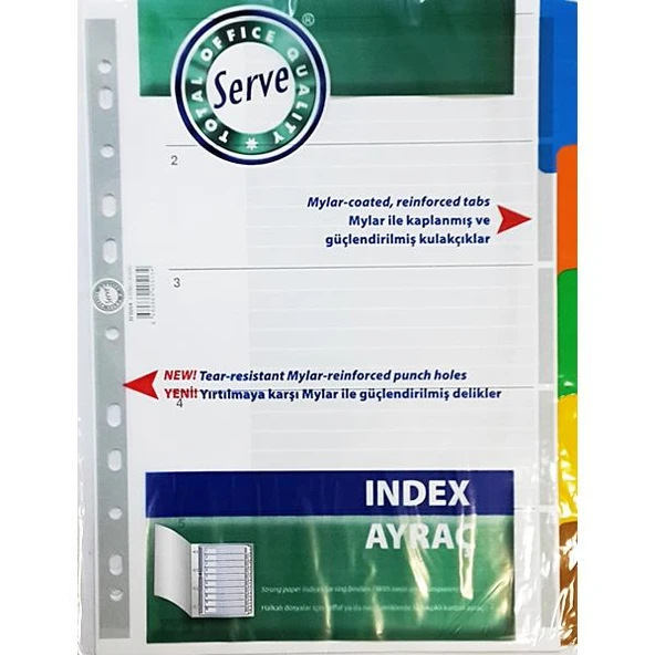 Serve SV-5520-K Karton Seperatör 1-5 Rakamlı Renkli ürün görseli 1