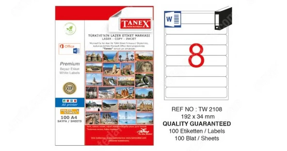 Tanex Tw-2108 Lazer Etiket 192X34 Mm Tw2108Las10100 ürün görseli 1